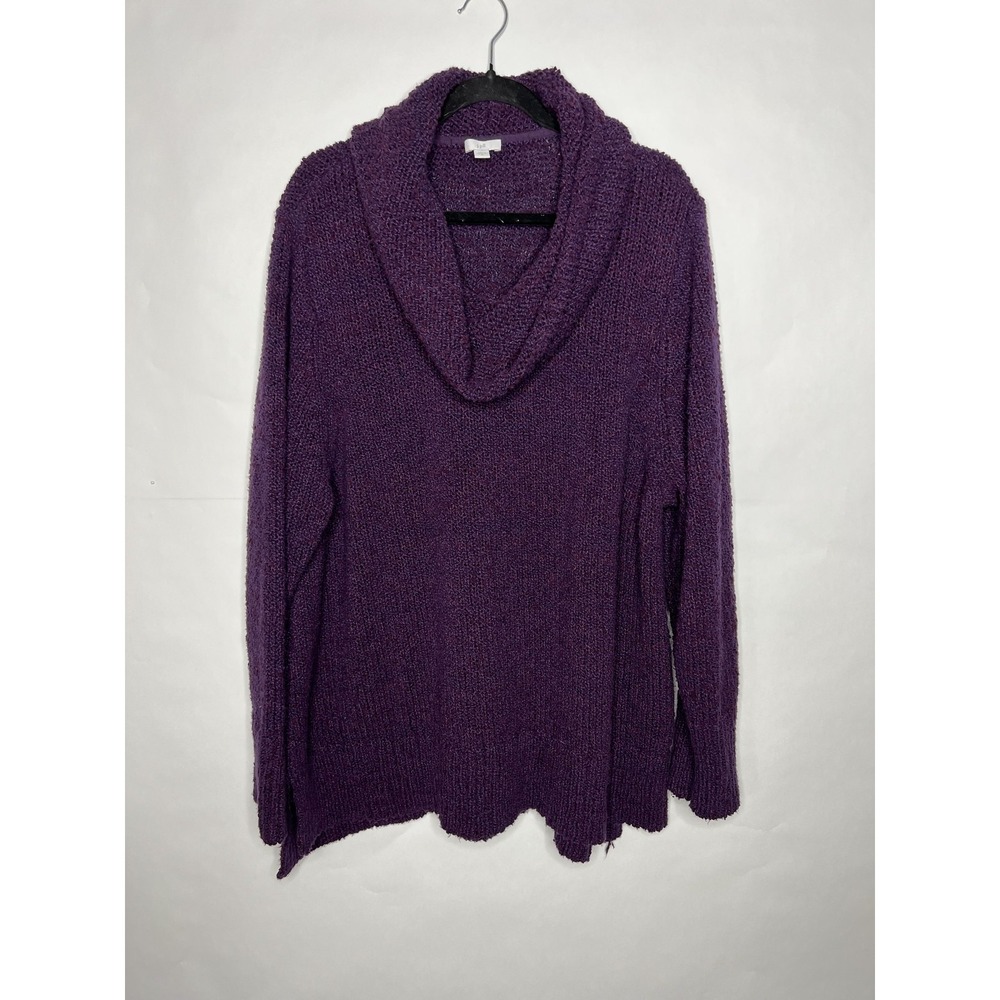 J Jill Sweater Womens 4X Purple Cowl Neck Long Sleeve Chunky Knit Pullover